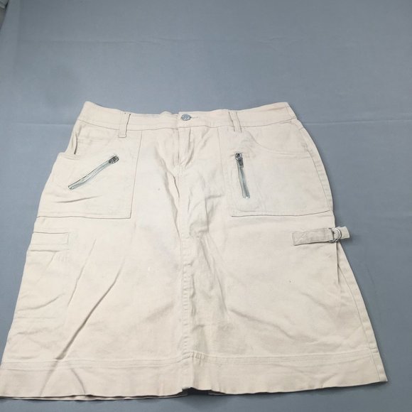 Juke Box Womens Cargo Skirts 12 Regular Size Brown Khaki Stretch A Line Pockets - Picture 1 of 12